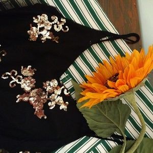 Black Sequined Party Top